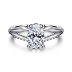 Annie - 14K White Gold Split Shank Oval Diamond Engagement Ring