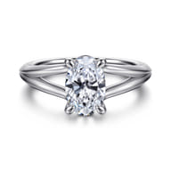 Annie - 14K White Gold Split Shank Oval Diamond Engagement Ring