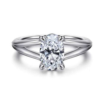 Annie - 14K White Gold Split Shank Oval Diamond Engagement Ring