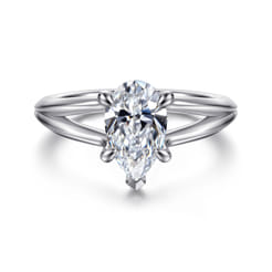 Annie - 14K White Gold Split Shank Pear Shape Diamond Engagement Ring