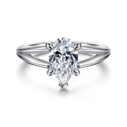 Annie - 14K White Gold Split Shank Pear Shape Diamond Engagement Ring