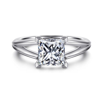 Annie - 14K White Gold Split Shank Princess Cut Diamond Engagement Ring