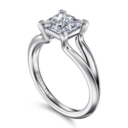 Annie - 14K White Gold Split Shank Princess Cut Diamond Engagement Ring