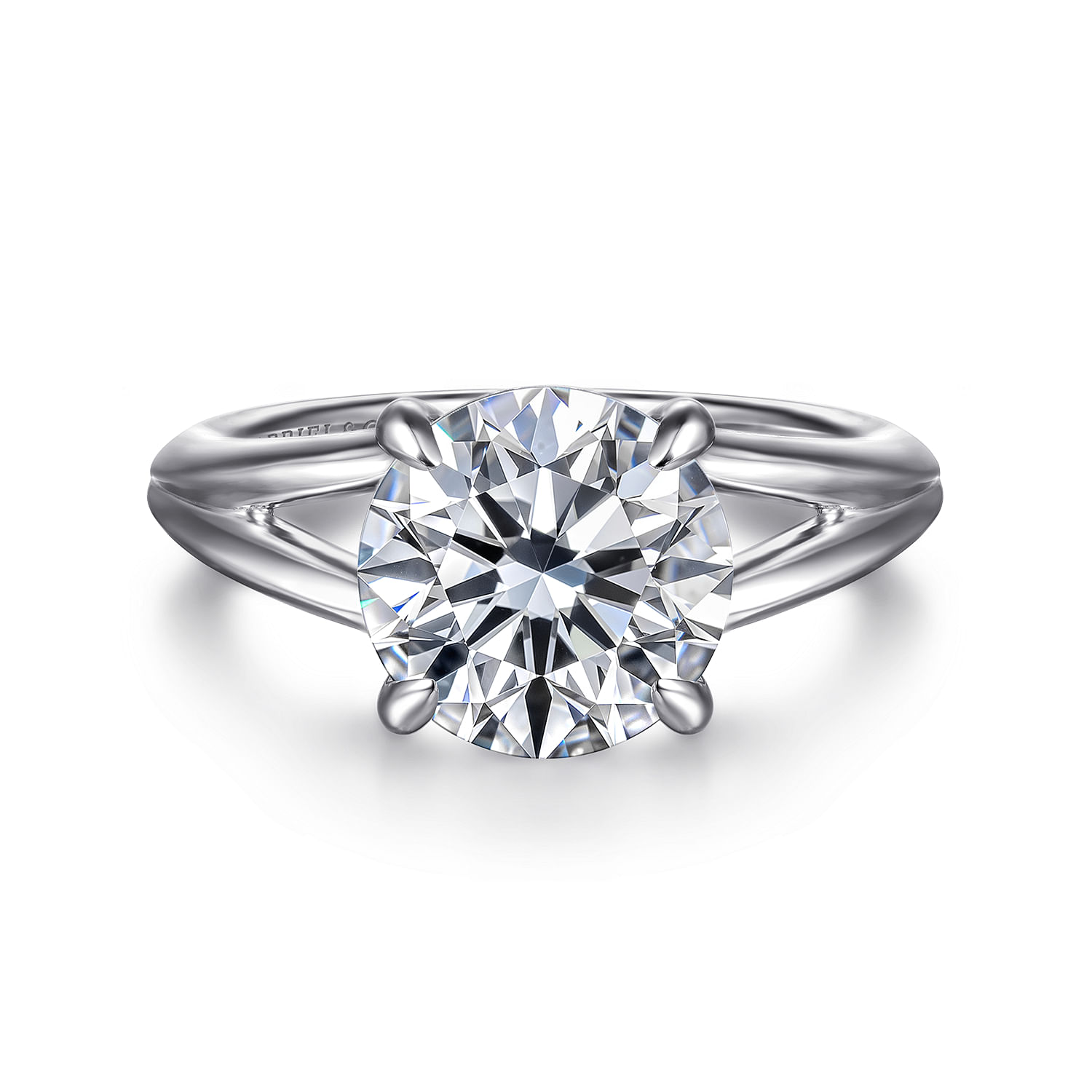 Annie - 14K White Gold Split Shank Round Diamond Engagement Ring