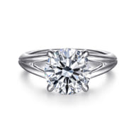 Annie - 14K White Gold Split Shank Round Diamond Engagement Ring