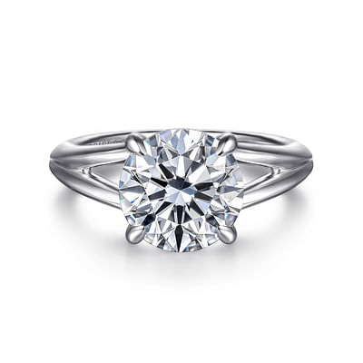 Annie - 14K White Gold Split Shank Round Diamond Engagement Ring