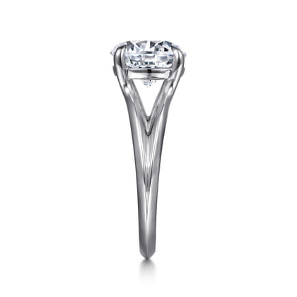 Annie - 14K White Gold Split Shank Round Diamond Engagement Ring