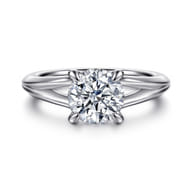 Annie - 14K White Gold Split Shank Round Diamond Engagement Ring