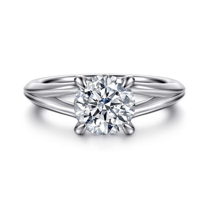 Annie - 14K White Gold Split Shank Round Diamond Engagement Ring