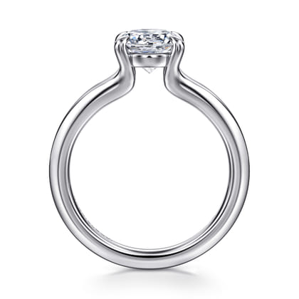 Annie - 14K White Gold Split Shank Round Diamond Engagement Ring