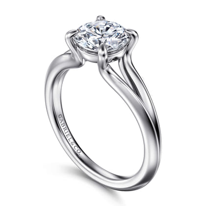 Annie - 14K White Gold Split Shank Round Diamond Engagement Ring