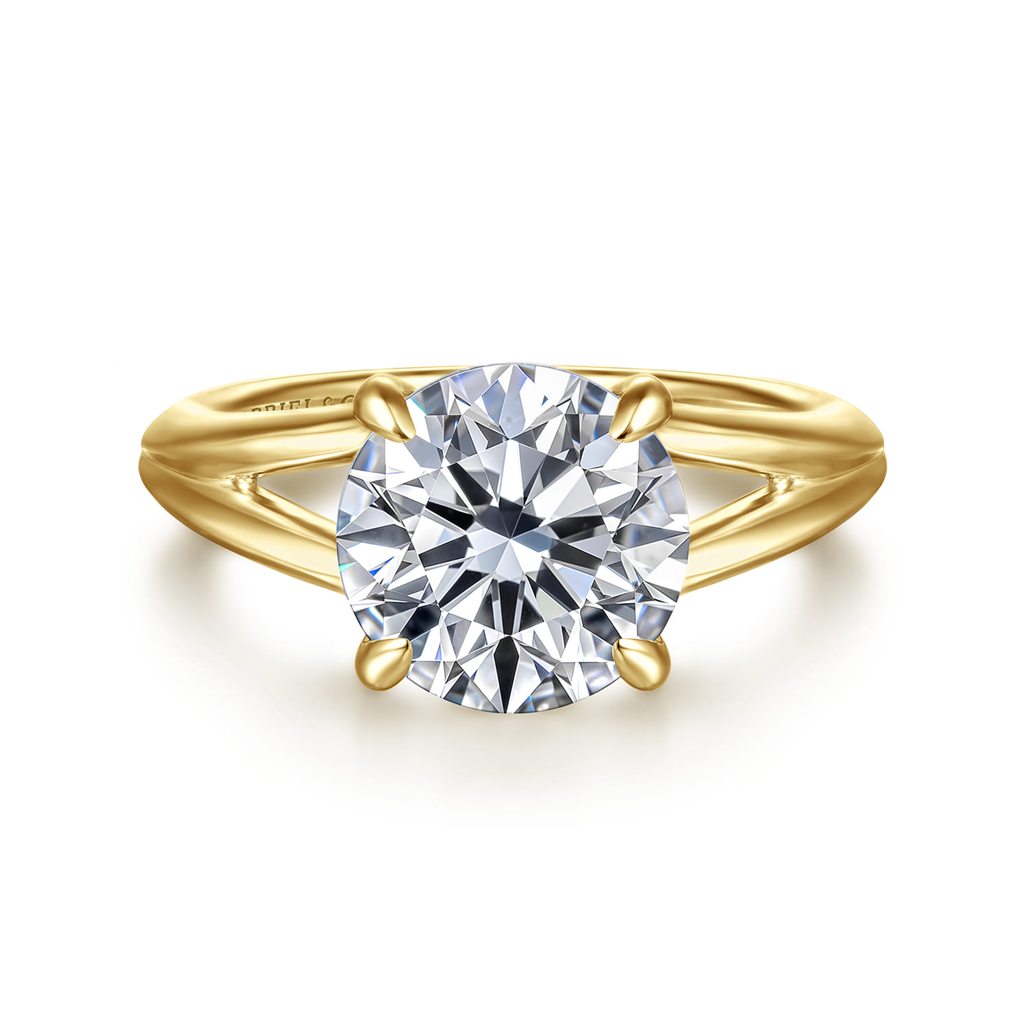 Annie - 14K Yellow Gold Split Shank Round Diamond Engagement Ring