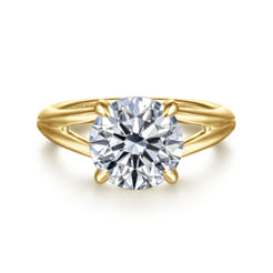 Annie - 14K Yellow Gold Split Shank Round Diamond Engagement Ring