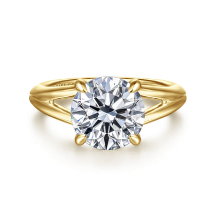 Annie - 14K Yellow Gold Split Shank Round Diamond Engagement Ring