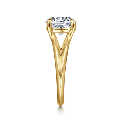 Annie - 14K Yellow Gold Split Shank Round Diamond Engagement Ring
