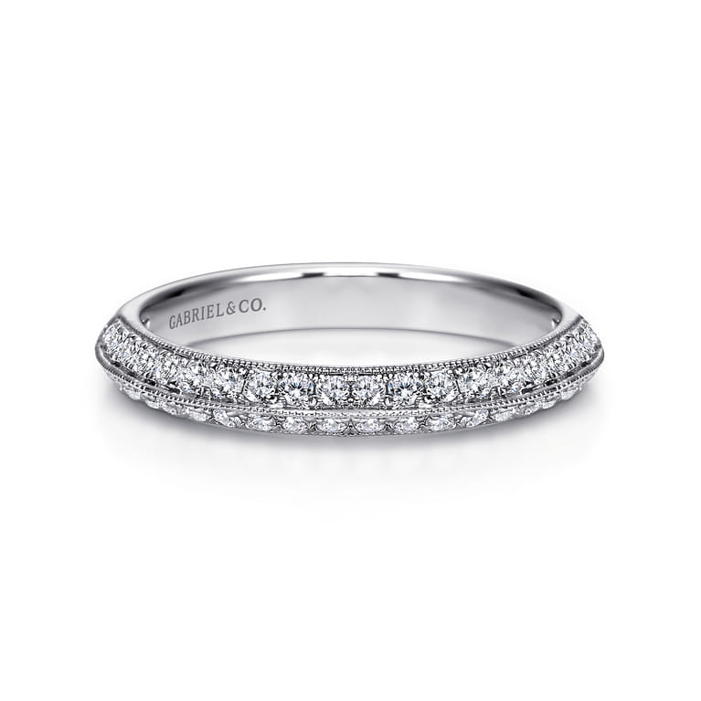 Straight Wedding Ring in 14k White Gold with Round Natural Diamond at Gabriel & Co. - Shot 1