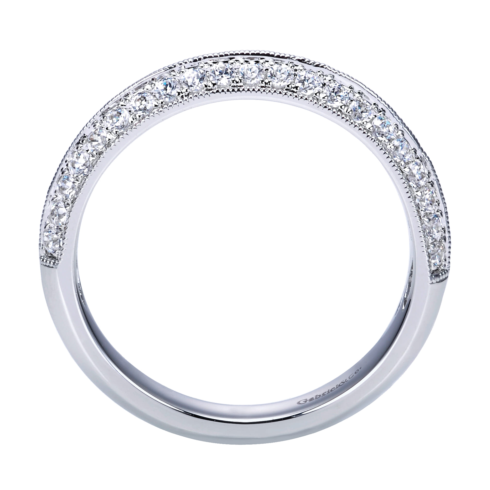 Straight Wedding Ring in 14k White Gold with Round Natural Diamond at Gabriel & Co. - Shot 2