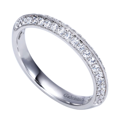 Antibes - 14K White Gold Knife Edge Diamond Anniversary Band with Milgrain