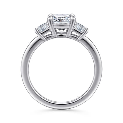 Antonia - 14K White Gold Cushion Cut Three Stone Diamond Engagement Ring