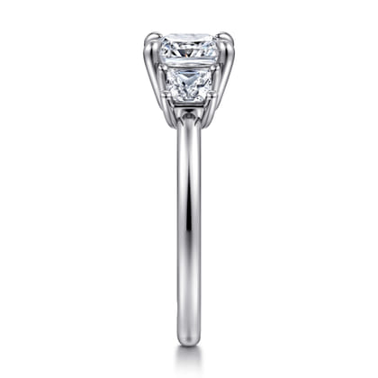 Antonia - 14K White Gold Cushion Cut Three Stone Diamond Engagement Ring