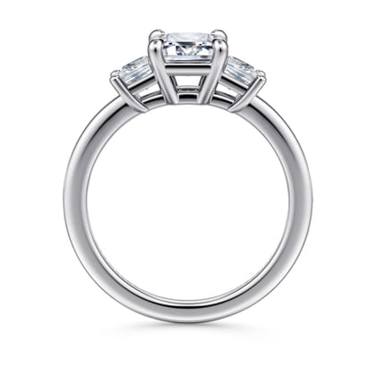 Antonia - 14K White Gold Emerald Cut Three Stone Diamond Engagement Ring