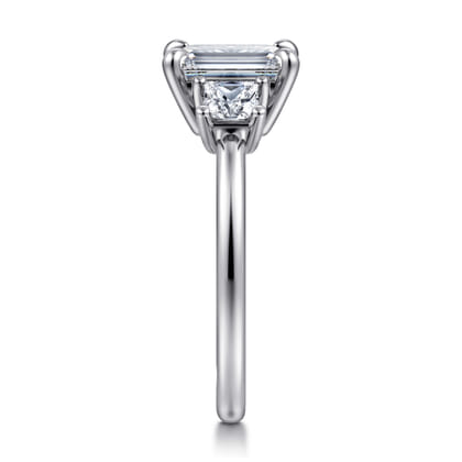 Antonia - 14K White Gold Emerald Cut Three Stone Diamond Engagement Ring