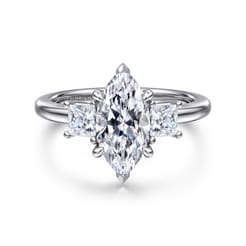 Antonia - 14K White Gold Marquise Shape Three Stone Diamond Engagement Ring