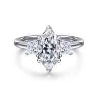 Antonia - 14K White Gold Marquise Shape Three Stone Diamond Engagement Ring