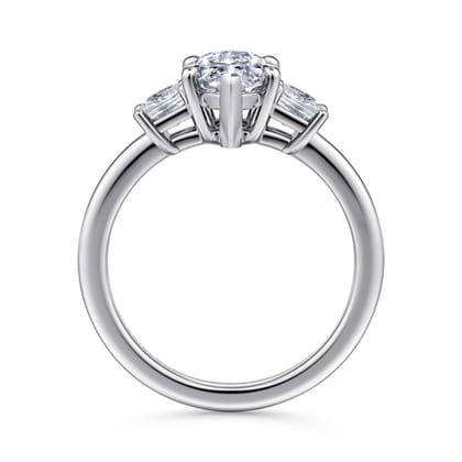 Antonia - 14K White Gold Marquise Shape Three Stone Diamond Engagement Ring