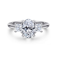 Antonia - 14K White Gold Oval Three Stone Diamond Engagement Ring