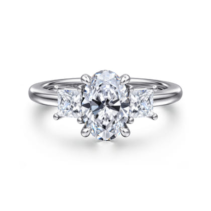 Antonia - 14K White Gold Oval Three Stone Diamond Engagement Ring