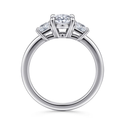 Antonia - 14K White Gold Oval Three Stone Diamond Engagement Ring