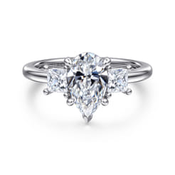 Antonia - 14K White Gold Pear Shape Three Stone Diamond Engagement Ring