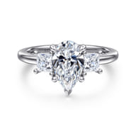 Antonia - 14K White Gold Pear Shape Three Stone Diamond Engagement Ring