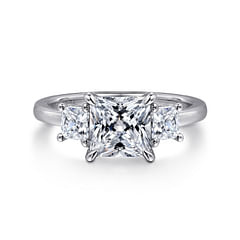 Antonia - 14K White Gold Princess Cut Three Stone Diamond Engagement Ring