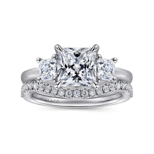 Antonia - 14K White Gold Princess Cut Three Stone Diamond Engagement Ring