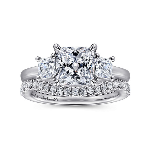 14K White Gold Princess Cut Three Stone Diamond Engagement Ring @ $3250 ...