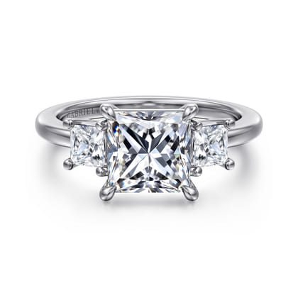 Antonia - 14K White Gold Princess Cut Three Stone Diamond Engagement Ring