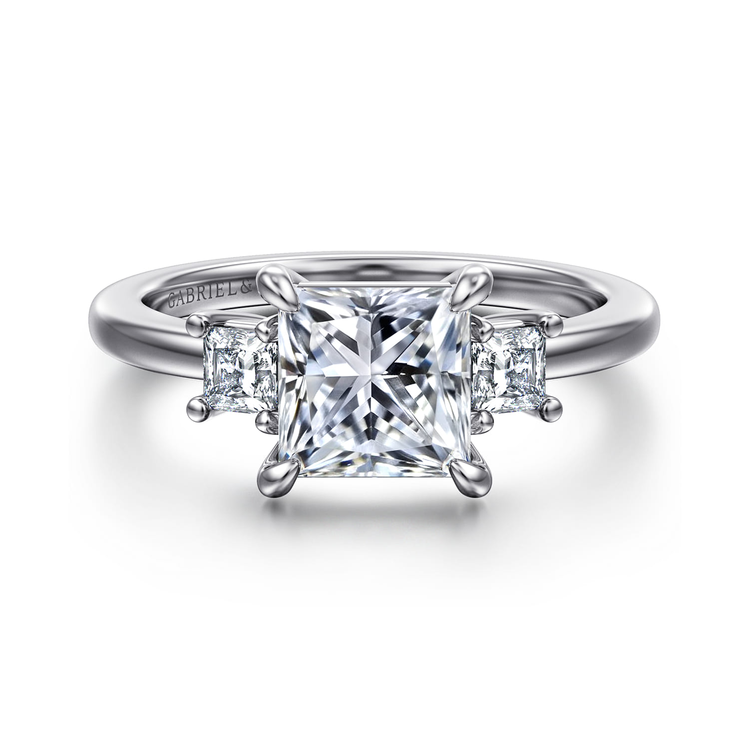 Antonia - 14K White Gold Princess Cut Three Stone Diamond Engagement Ring