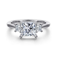 Antonia - 14K White Gold Princess Cut Three Stone Diamond Engagement Ring