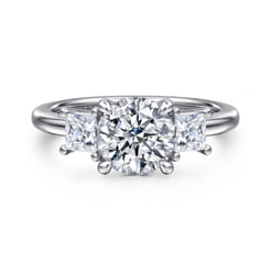 Antonia - 14K White Gold Round Three Stone Diamond Engagement Ring
