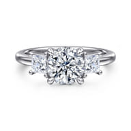 Antonia - 14K White Gold Round Three Stone Diamond Engagement Ring