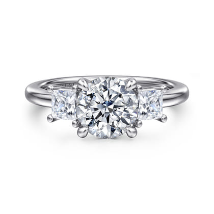 Antonia - 14K White Gold Round Three Stone Diamond Engagement Ring