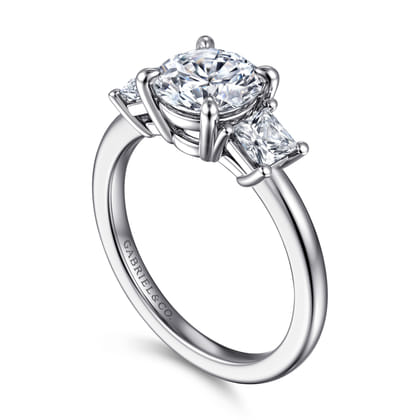Antonia - 14K White Gold Round Three Stone Diamond Engagement Ring