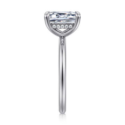 Anuk - 14K White Gold Emerald Cut Diamond Engagement Ring