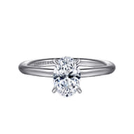 Anuk - 14K White Gold Oval Hidden Halo Diamond Engagement Ring