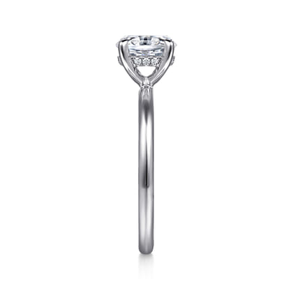 Anuk - 14K White Gold Oval Hidden Halo Diamond Engagement Ring