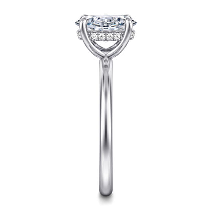 Anuk - 14K White Gold Oval Hidden Halo Diamond Engagement Ring