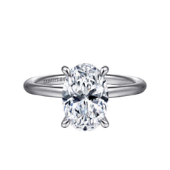 Anuk - 14K White Gold Oval Hidden Halo Diamond Engagement Ring