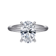 Anuk - 14K White Gold Oval Hidden Halo Diamond Engagement Ring